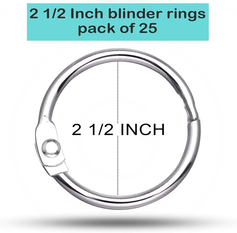 EXTRIC Loose Leaf Binder Rings 2 1/2 Inch, Metal Book Rings for Index Cards 25 Pack, Heavy Duty Nickel Plated Great for Flashcards, Home, School and Office - Image 2